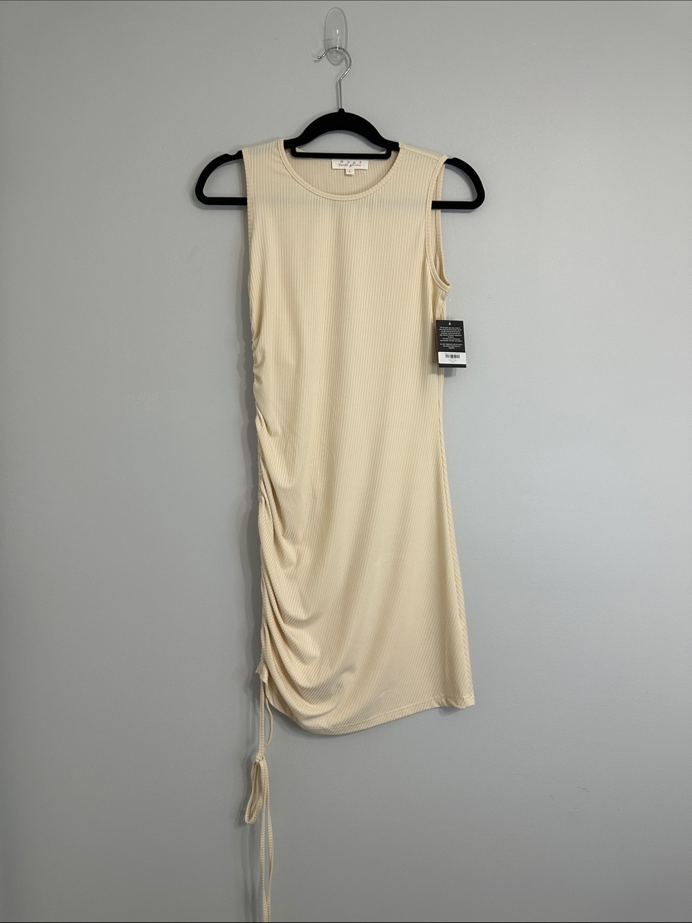 Sleeveless Ruched Midi Dress in Cream